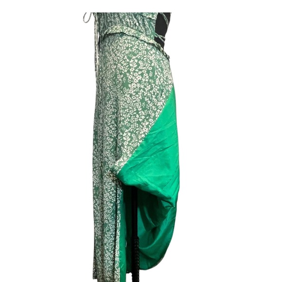ASTR The Label Green Floral Print Maxi Dress Lace Up Back Coquette Cottage Retro - Picture 9 of 11